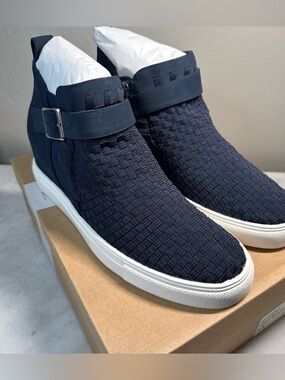 Steven By Steve Madden Navy Blue Woven High Top 8.5 Carli Casual Office  NEW